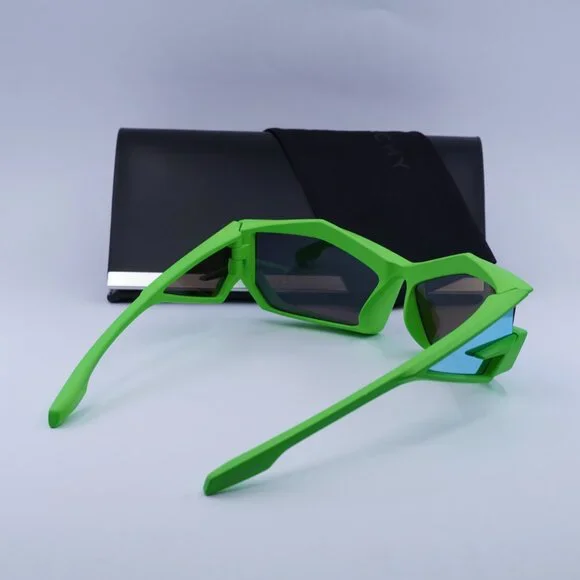 Givenchy GV40049U 94C Sunglasses Green Geometric Frame, Blue Mirror Lenses Givenchy New, GIVENCHY Sunglasses GV40049U 94C Authentic  main image 4